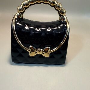 Luxury Purse-Shaped Coffee Mug Black width Gold Trim